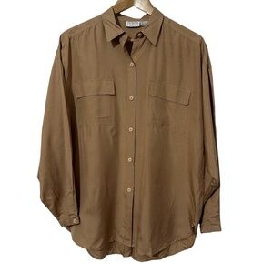 Chinoise by Matthew Lombardi Womens Silk Button Down Shirt M/L Business Casual